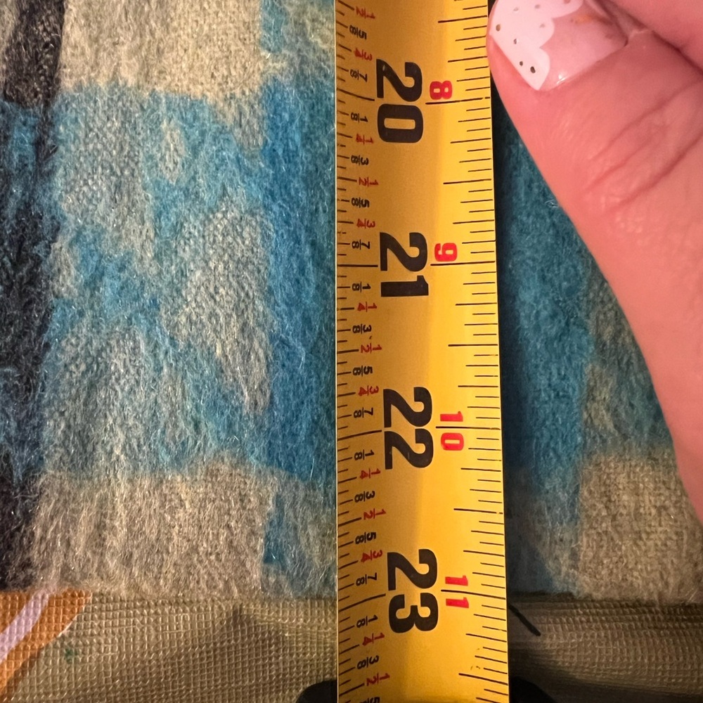 Vintage Nouveaux Wool Mohair Blend Turquoise and Green Plaid Open Blazer Size 10 - Picture 6 of 6